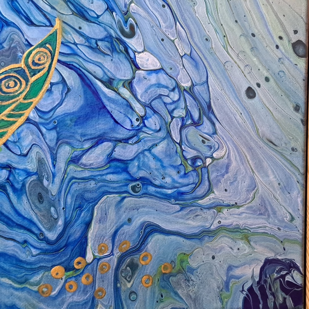 Hand Crafted Sea Turtle Fluid Wall Art Painting - Picture 11 of 15